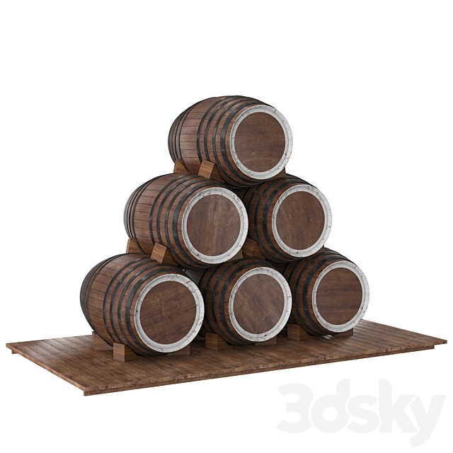 Old wooden barrels