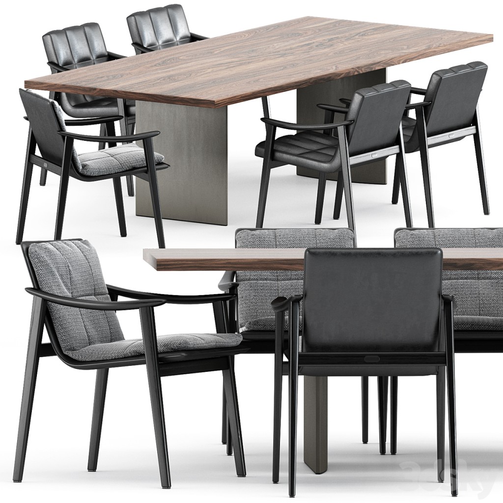 FYNN chair and LINHA DINING TABLE 4 by Minotti
