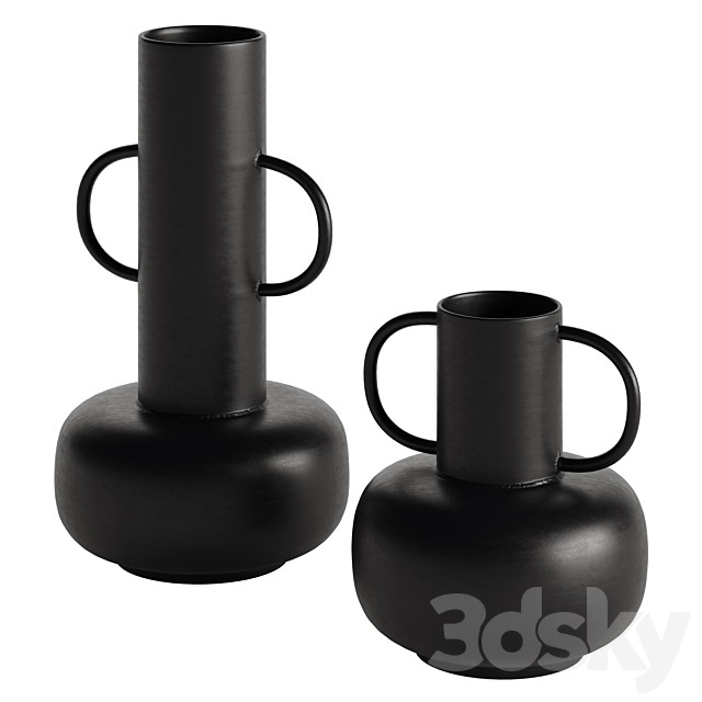 Modern Ebony Jug Vase Set Of 2