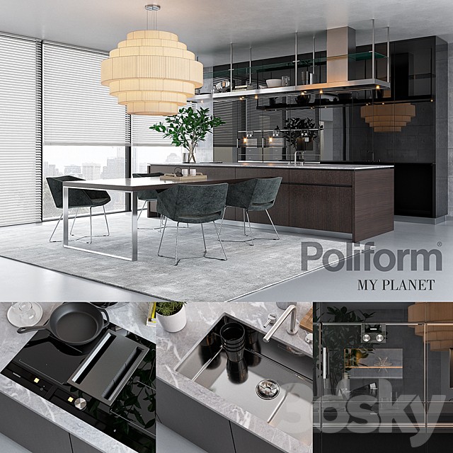 Kitchen Poliform Varenna My Planet (vray GGX, corona PBR)