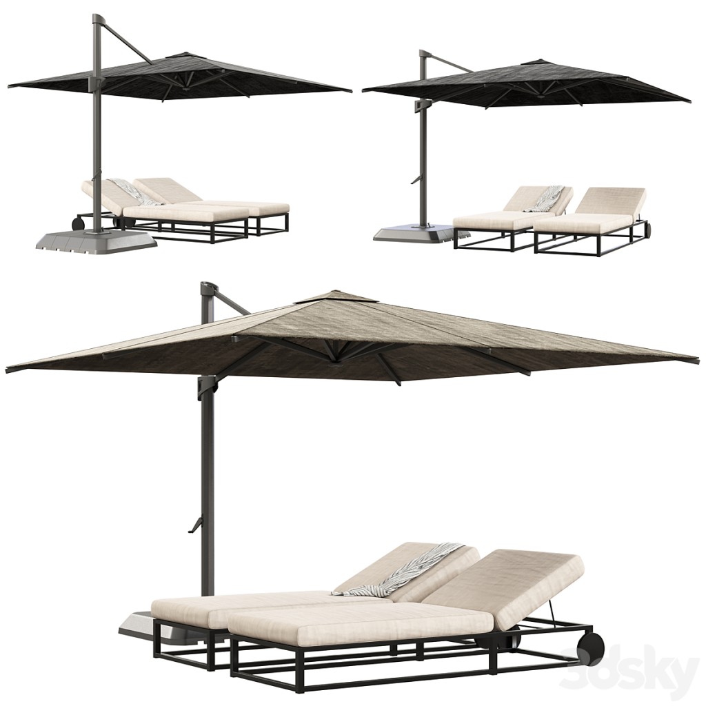 louvre parasol soyo and sun lounger set