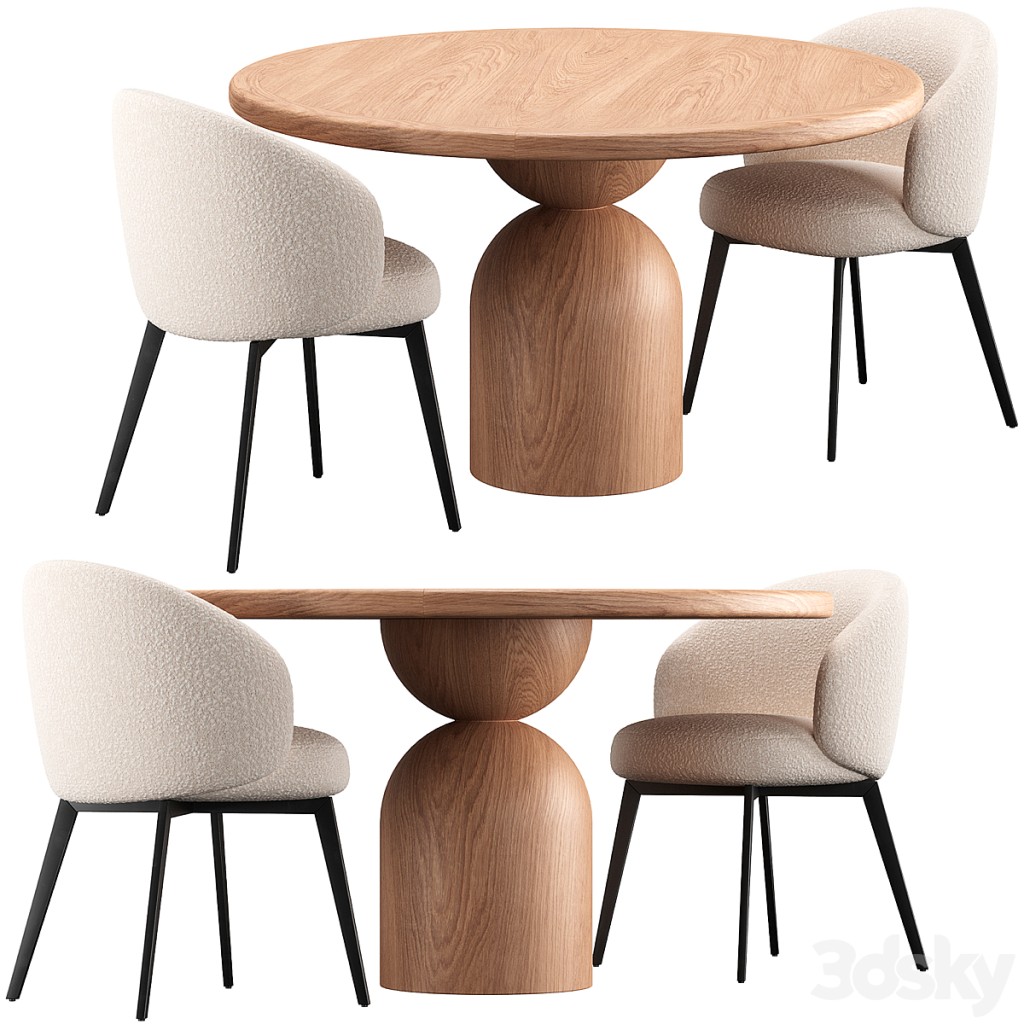 Bell Table and Lloyd Boucle Dining Chair