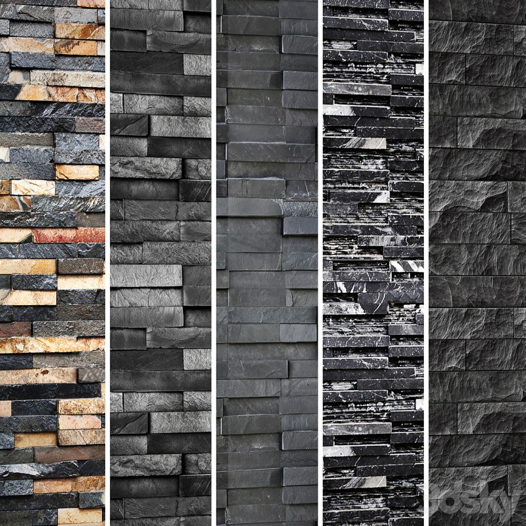 Collection of black stone. Slate, wild stone, wall decor, black stone, decorative, loft, masonry, panel