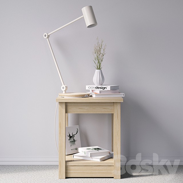 Bedside table with lamp
