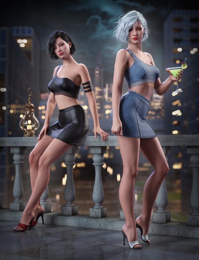 dForce Stylish Mini Skirt Outfit for Genesis 9, 8.1 and 8 Female