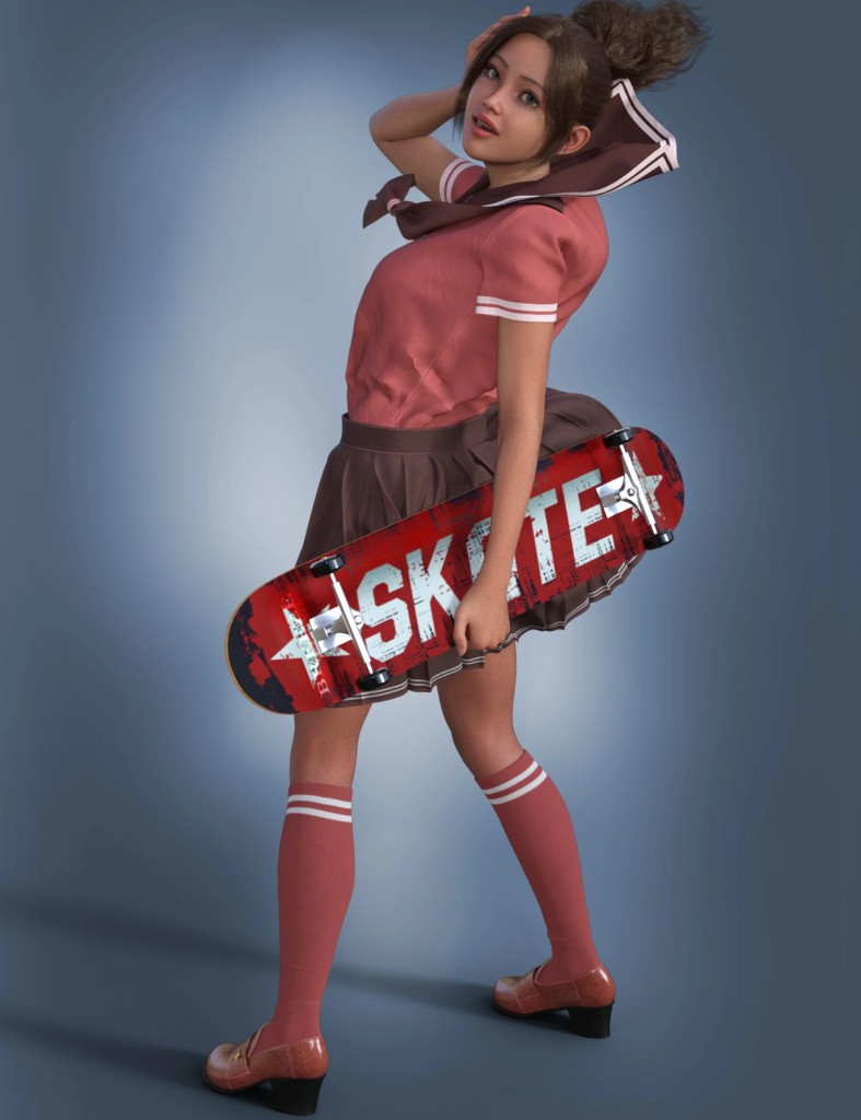 BRZ Skateboard Girl Poses for Genesis 9