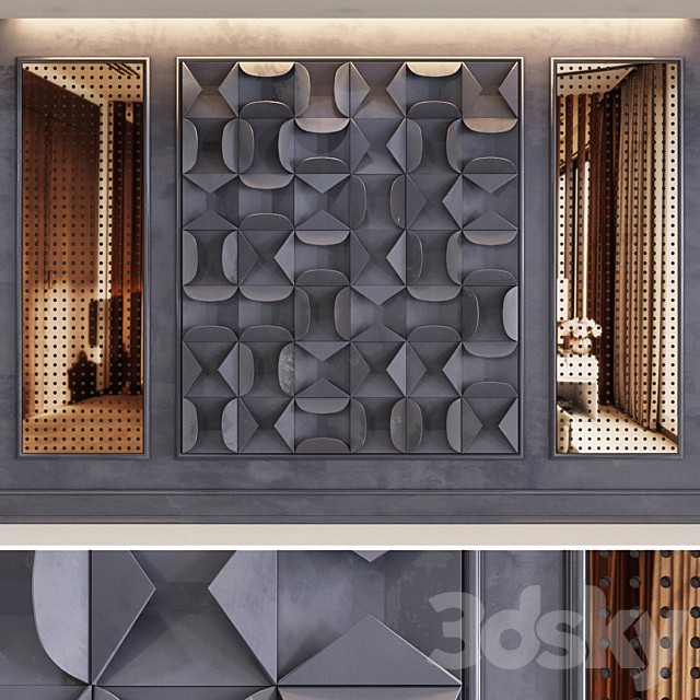 Decorative volumetric wall panel mid century modern