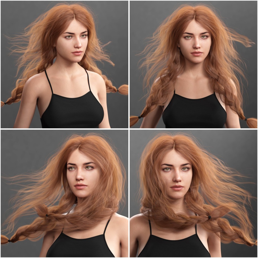 Messy Braided Tails for Genesis 3 and 8 Females