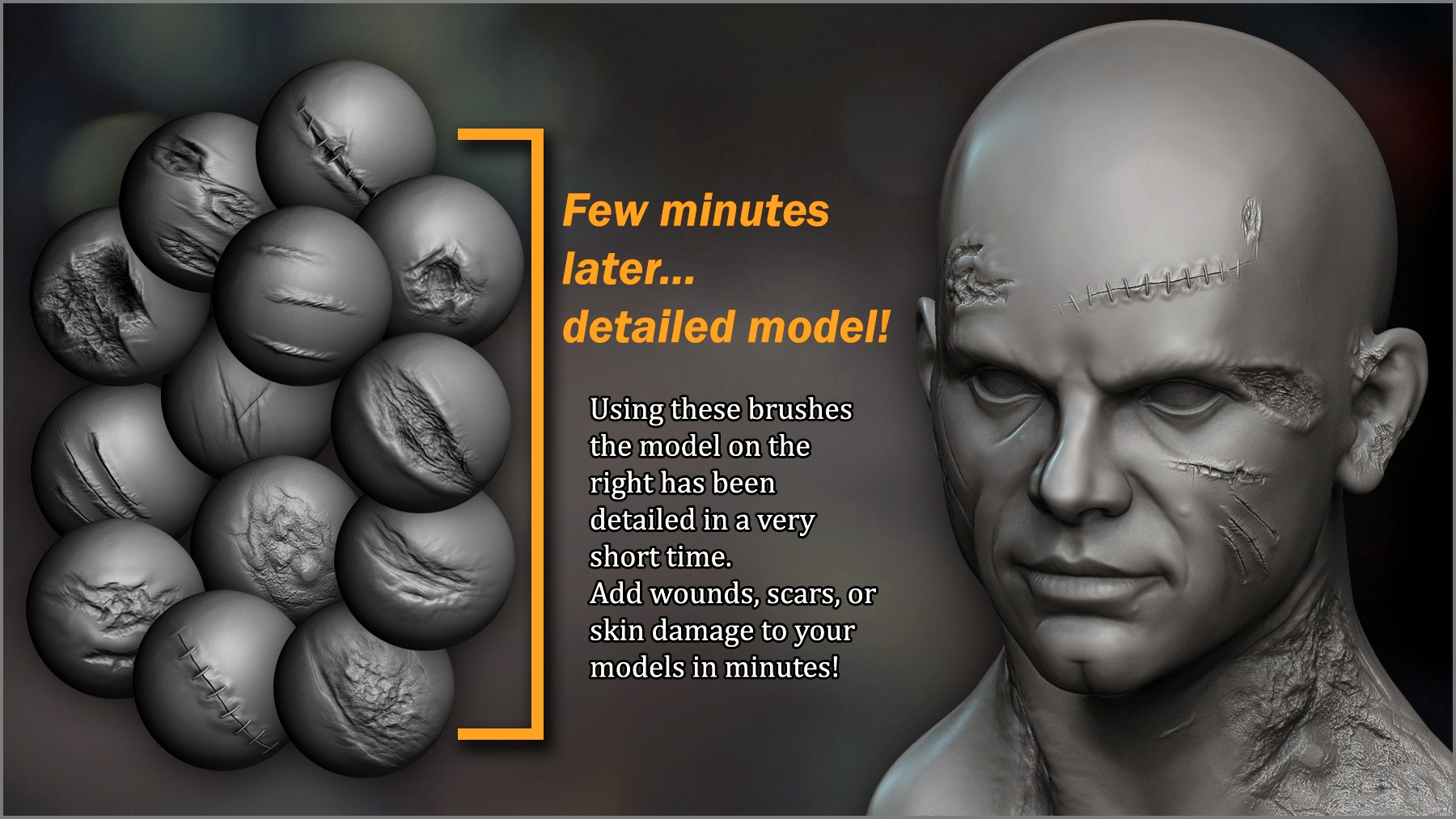Wounds And Scars For Blender 300 Brushes And 60 Alphas