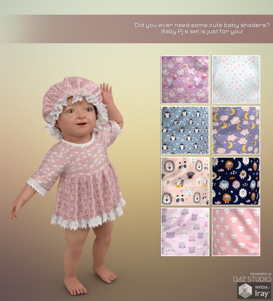 Daz Iray - Baby PJs 2D Graphics 3D Figure Assets Merchant Resources Atenais