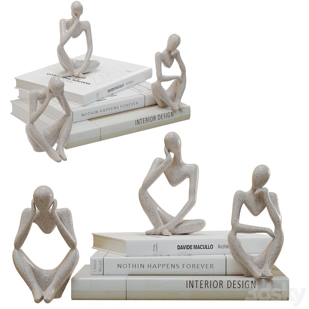 Statuettes Thinkers Set Statuettes and Books