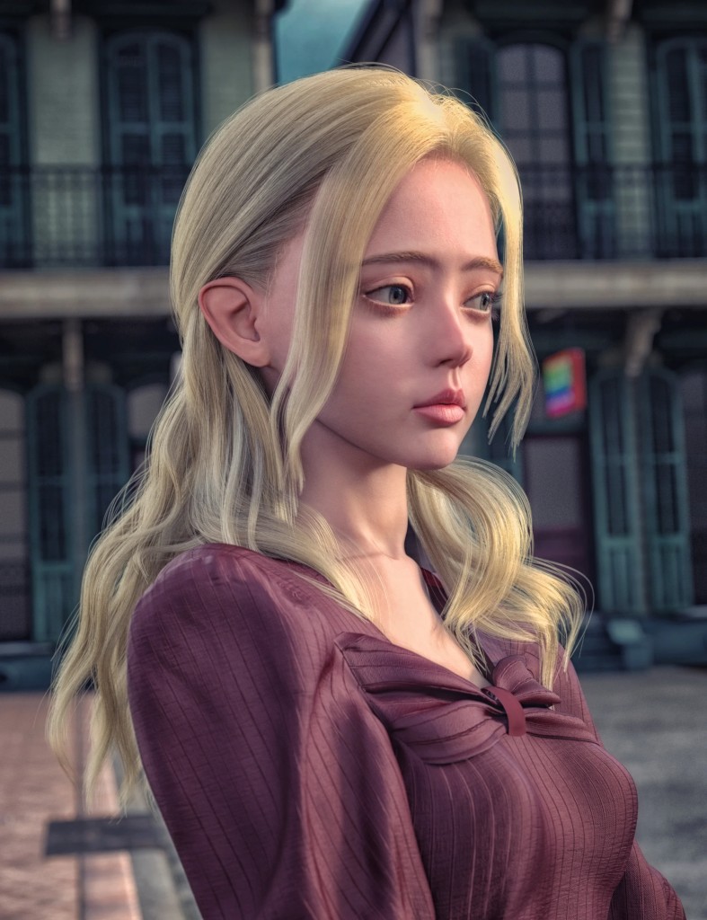 dForce Strand-Based FE Choppy Long Hair for Genesis 9