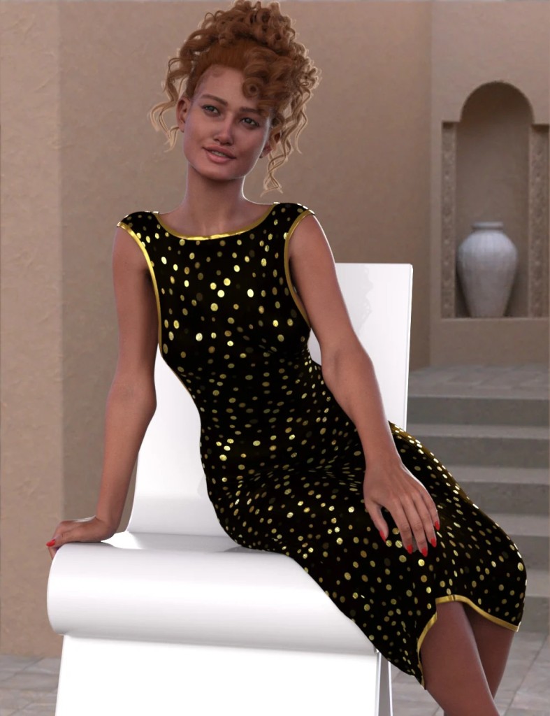 SIC Zelda dForce Scoop-Neck Dress for Genesis 9