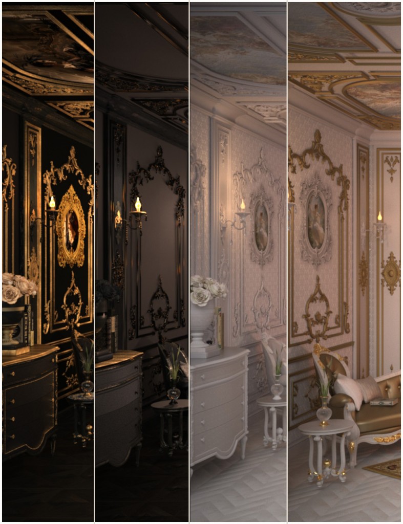 Rococo Room Texture Set Black and White