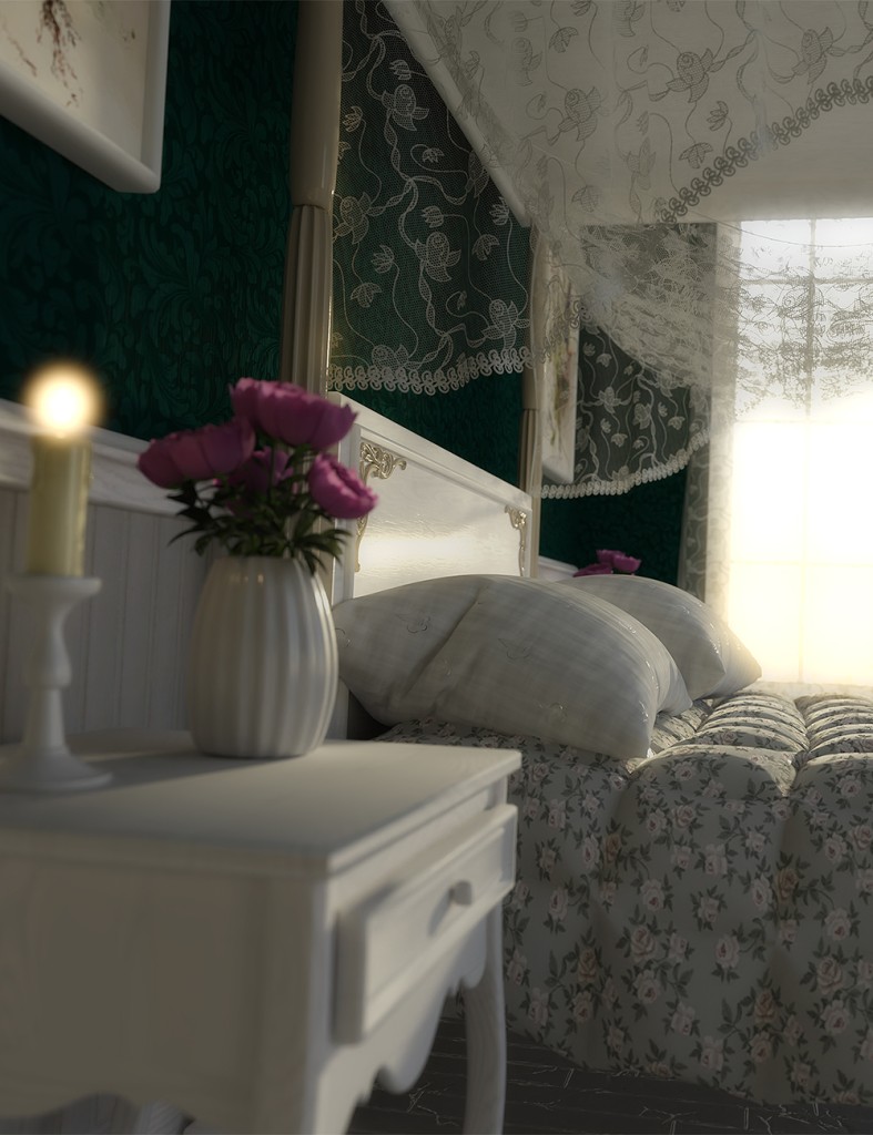 Elegant Romantic Bedroom Vignette