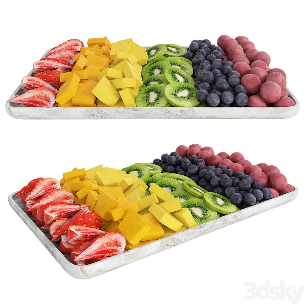 Marble plate with fruits and berries