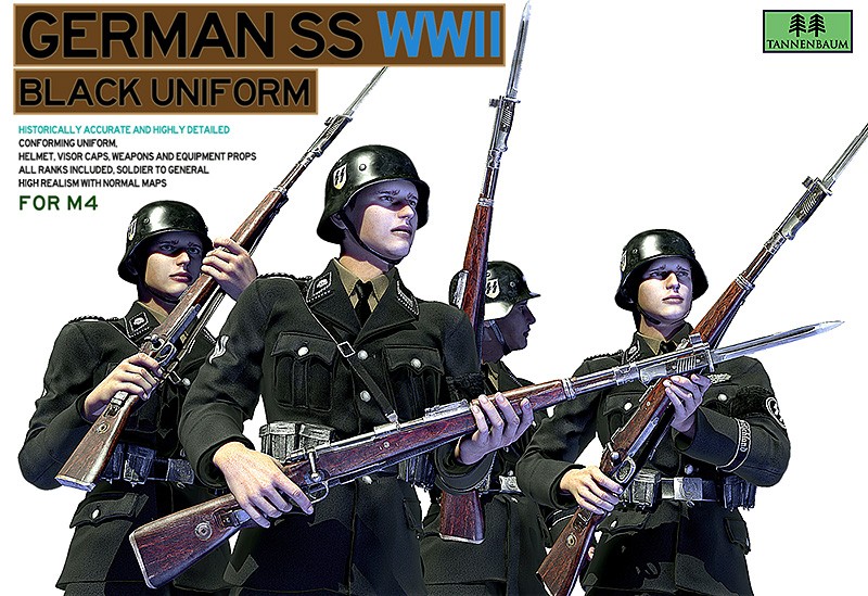 German SS Black Uniform WWII For M4