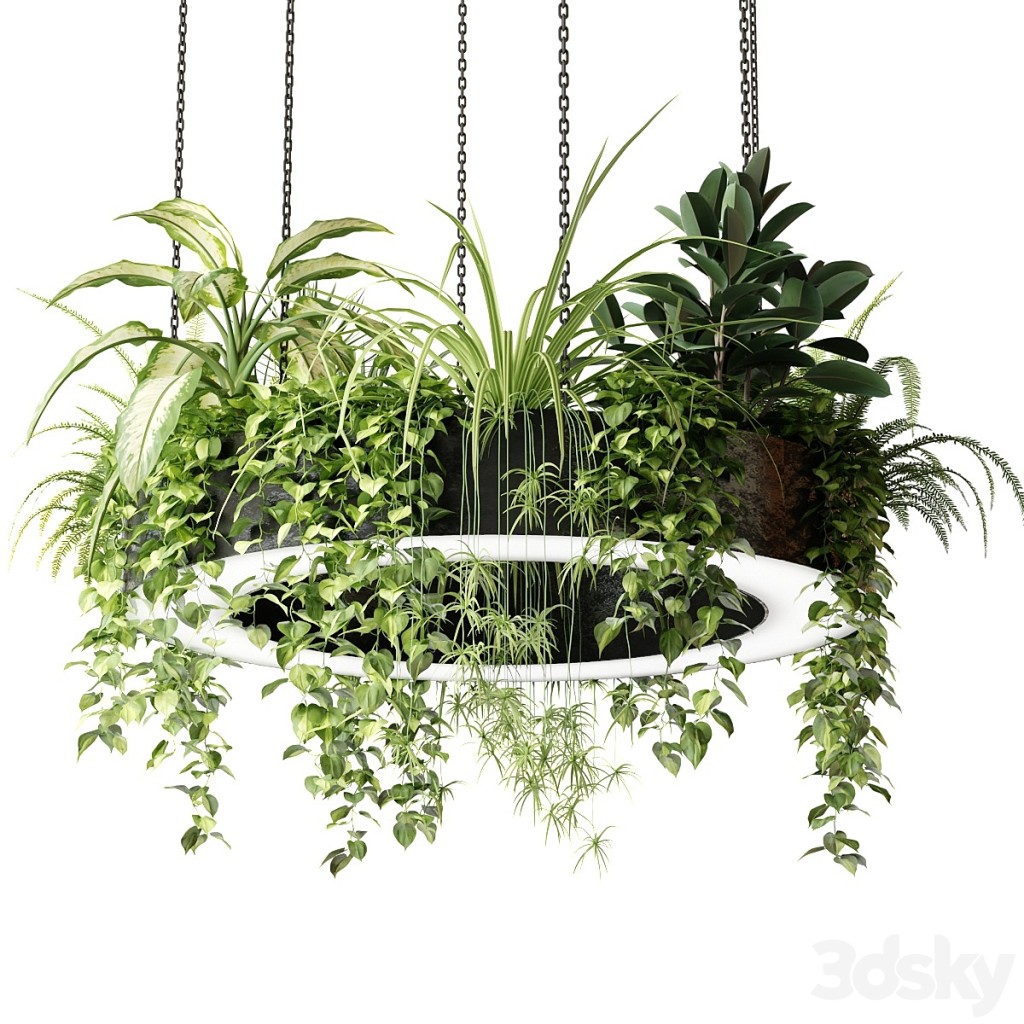Ring planter lamp with plants 1.5m