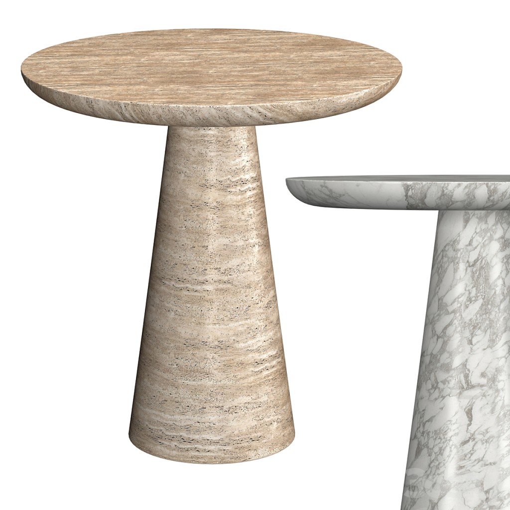 CELLINI ITALIAN TRAVERTINE SIDE TABLE