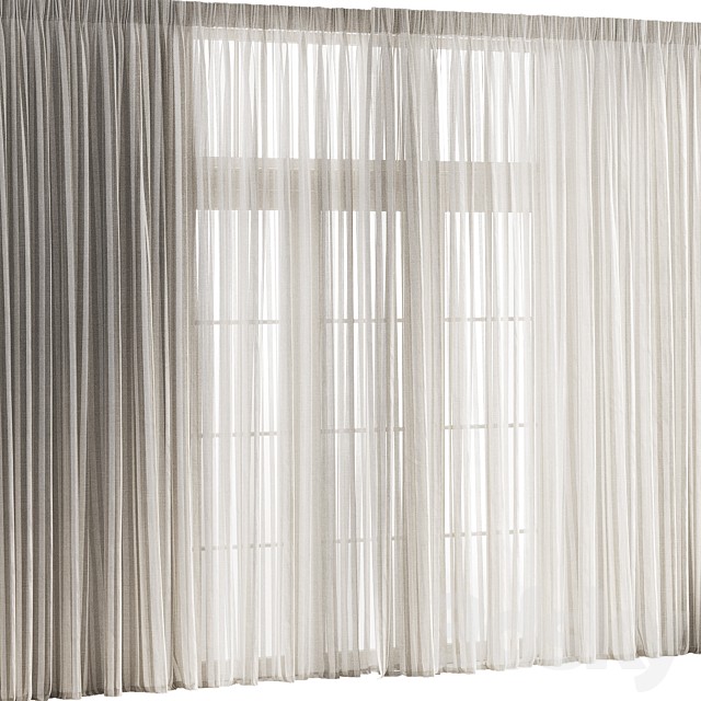 Wide Striped Tulle Curtain