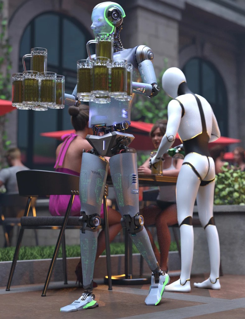 Robot Pose: Waiter Poses and Props for Genesis 9 and 8.1