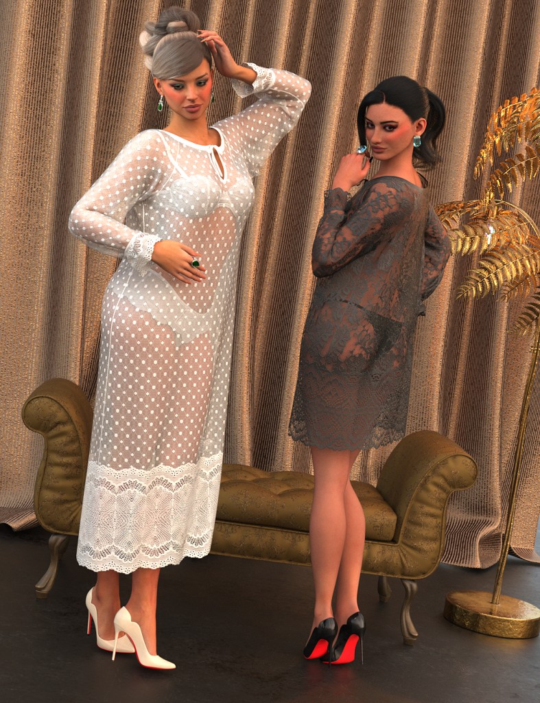 InStyle – dForce Dark n Stormy Nightgown for Genesis 9 and Genesis 8 Female Add-On