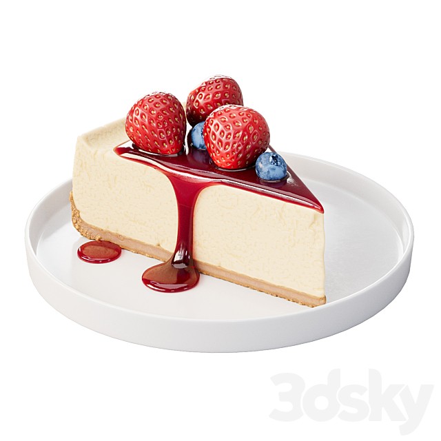 New York Cheesecake with Berries and Syrup