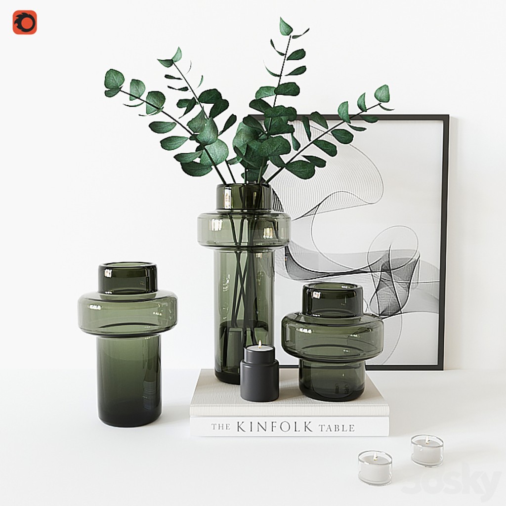 Decorative set with Glass Vase