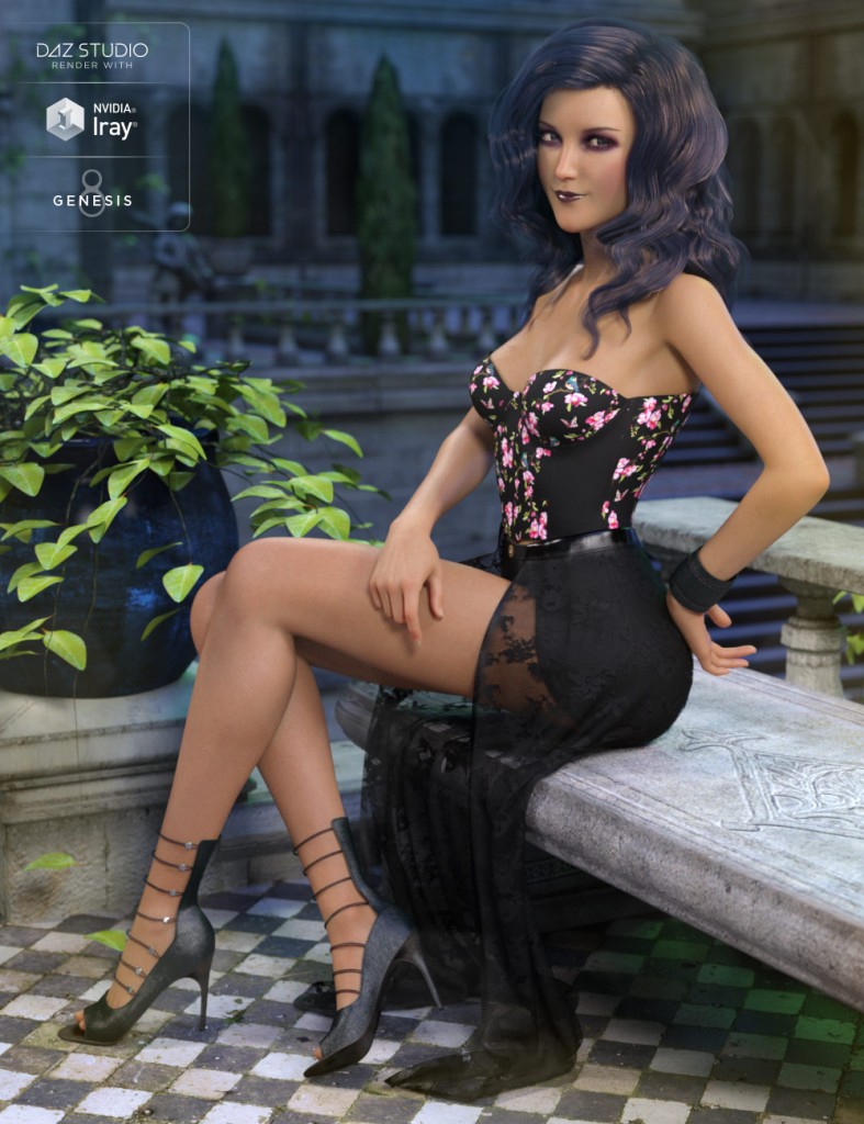 dForce Corset Skirt Outfit for Genesis 8 Female