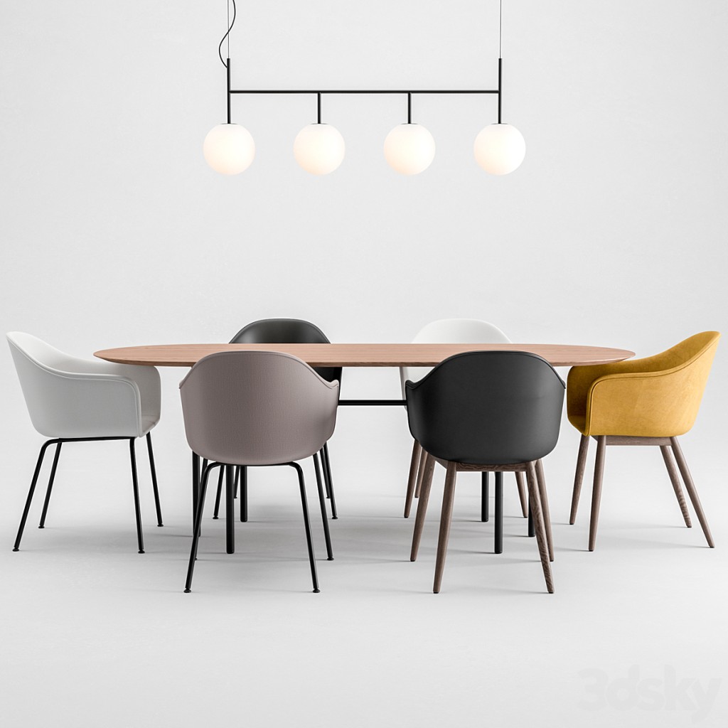 Harbor Chair Upholstery + Snaregade Table + Tr Bulb By Menu