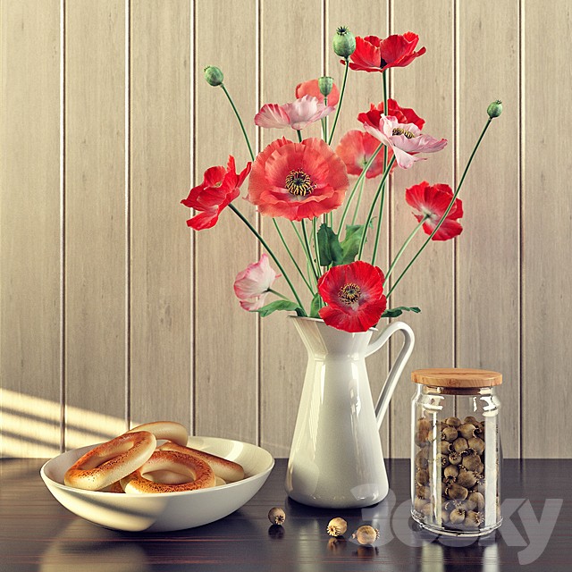 Bagels with poppy and poppies