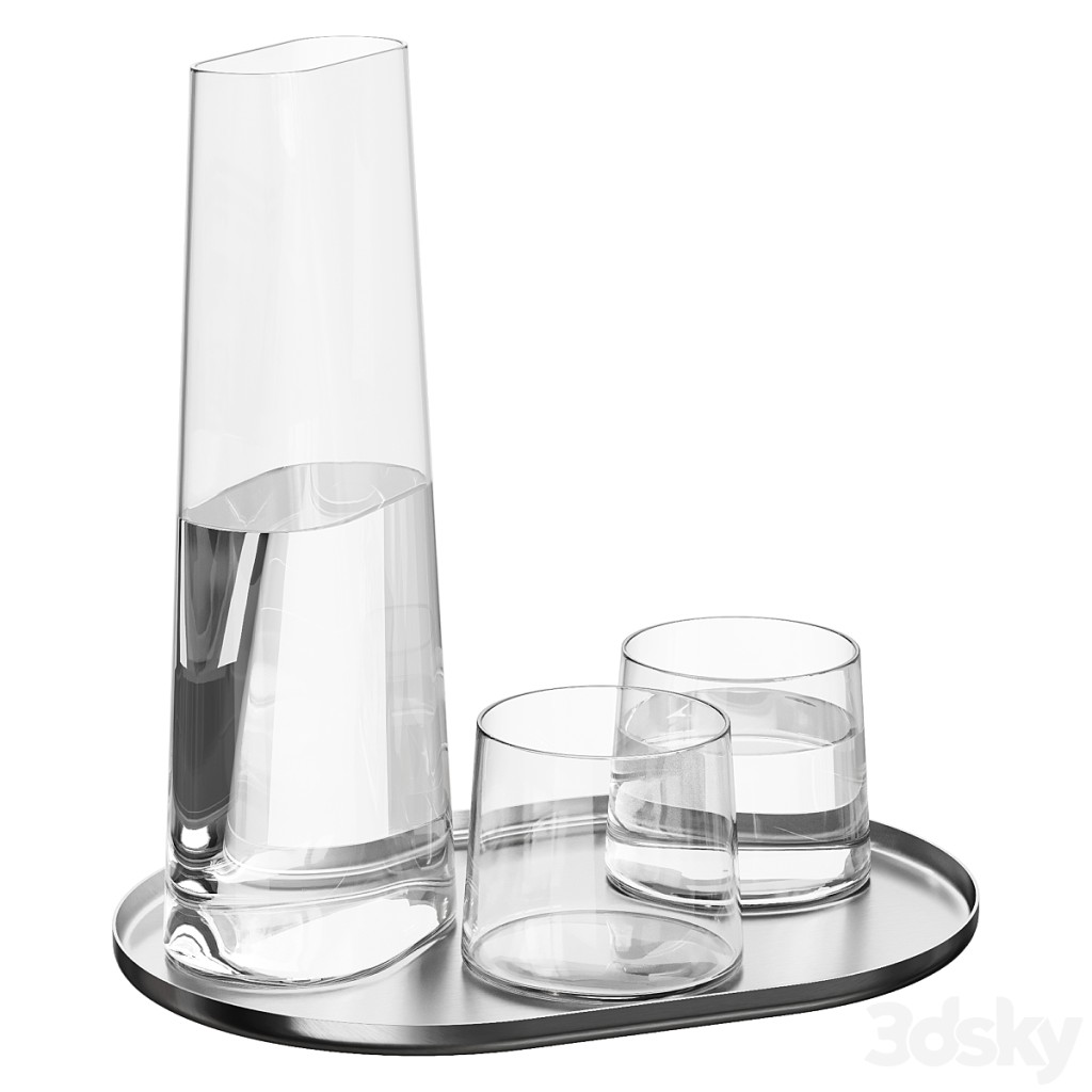 Set of Glasses and Carafe on Tray
