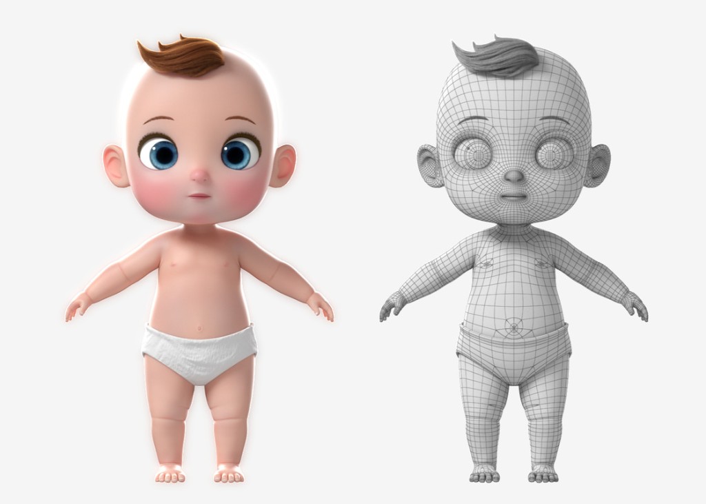 Cartoon Twin Baby Rigged 3D model