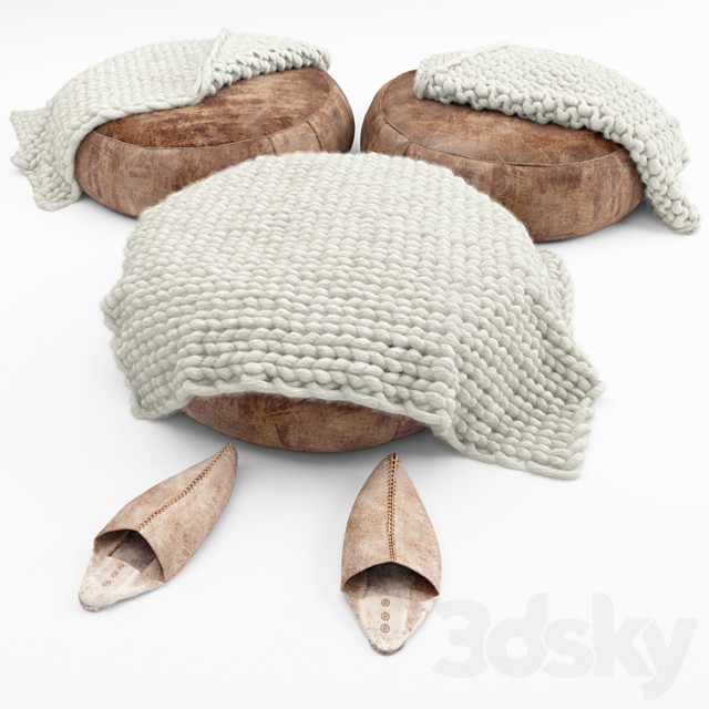 Poof, slippers, rugs-rugs, wraps
