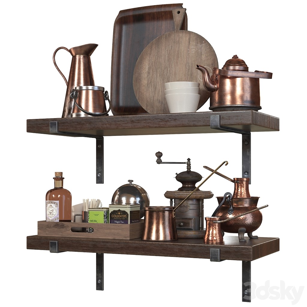 Kitchen shelves decor Set01