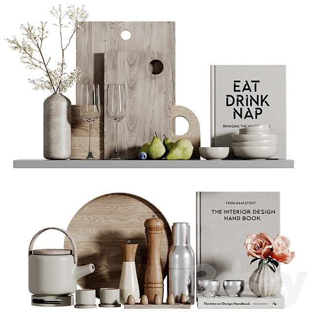 Scandinavian Minimalist Kitchen Shelf Decor Set