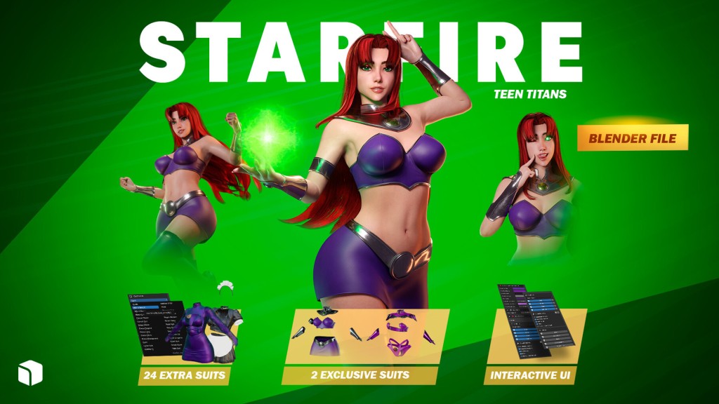 StarFire - Teen Titans - Game Ready 3D model