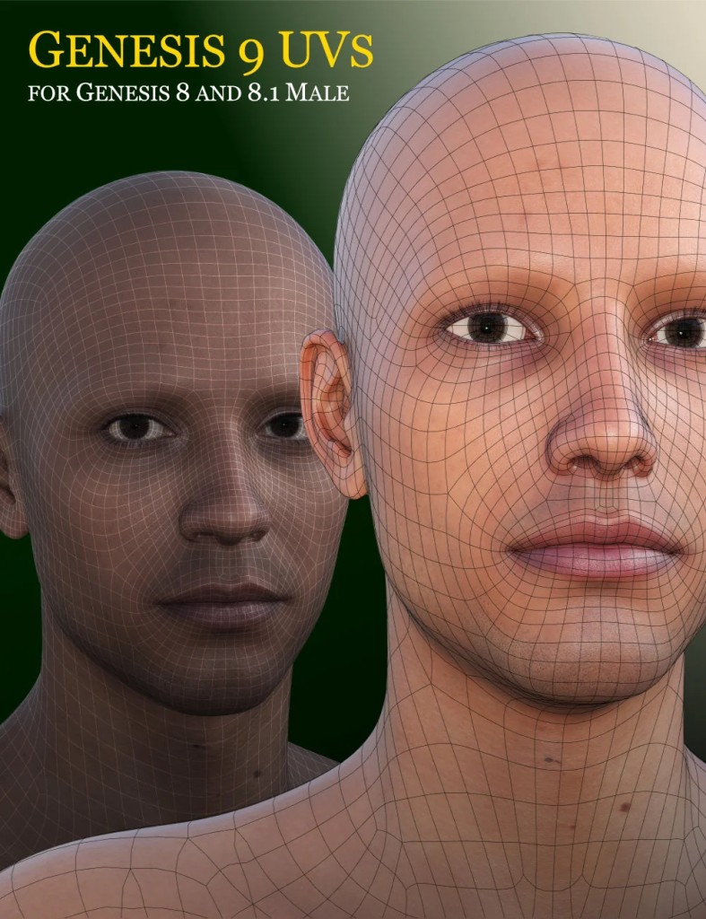 Genesis 9 UVs for Genesis 8 and 8.1 Male