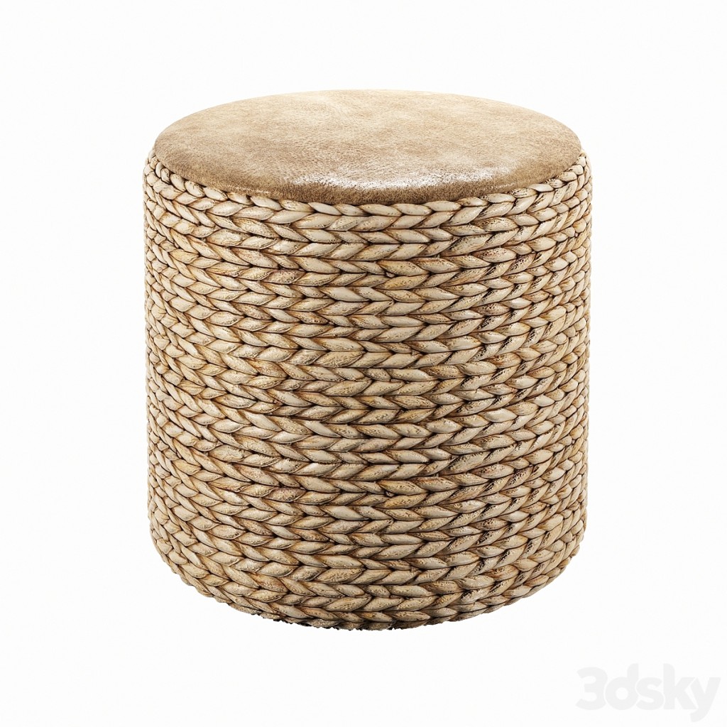 rattan pouf with pillow