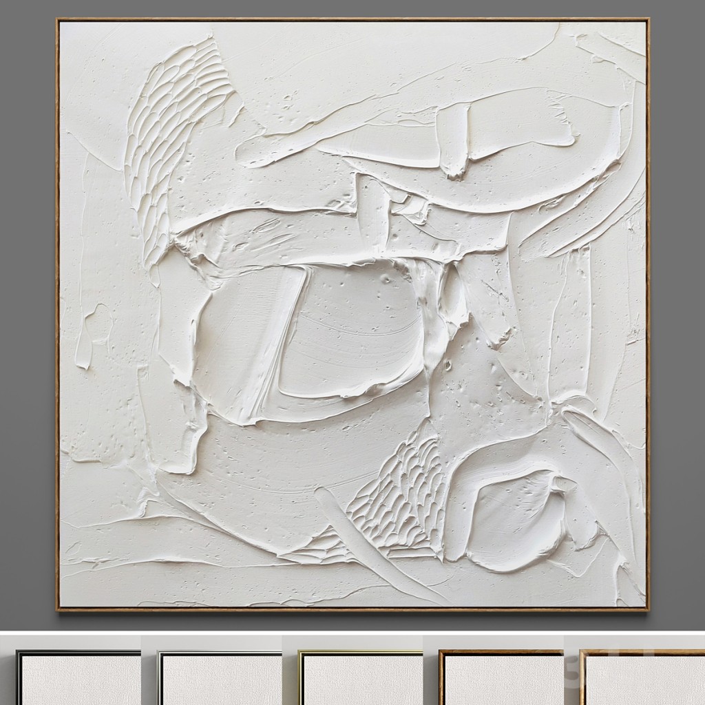 Plaster two square photo frames 04