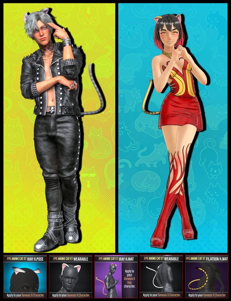 FPE Anime Cat Ears and Tail for Genesis 9