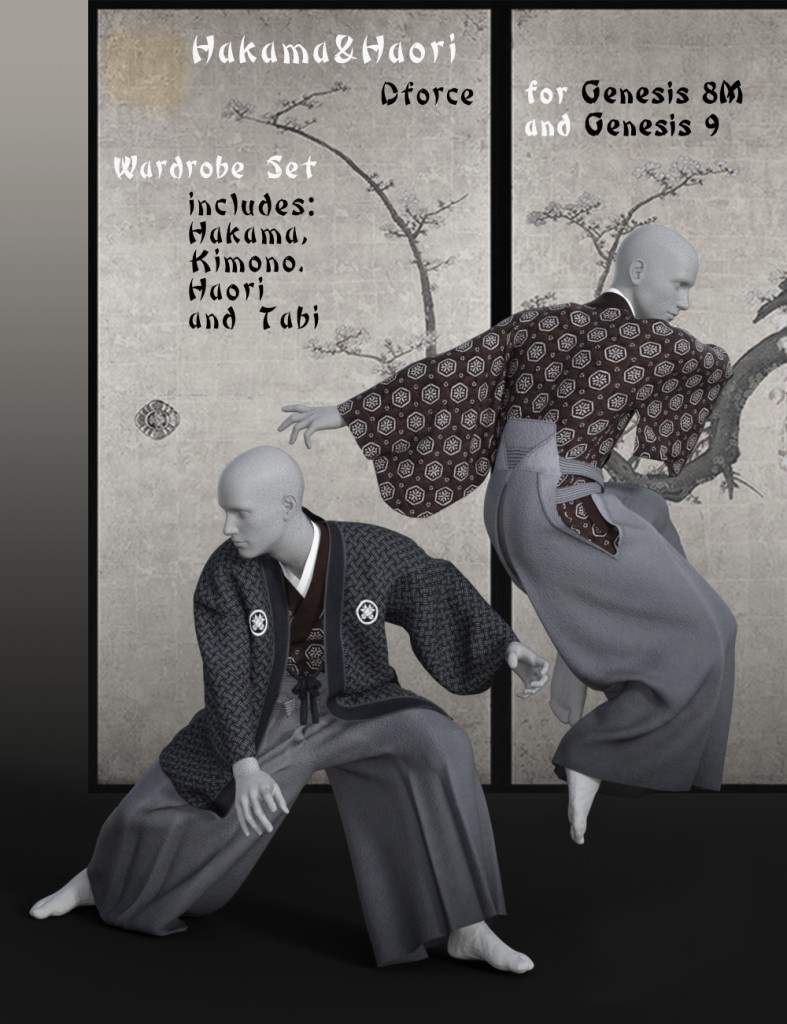 Hakama&Haori dForce Wardrobe Set for G8M and G9