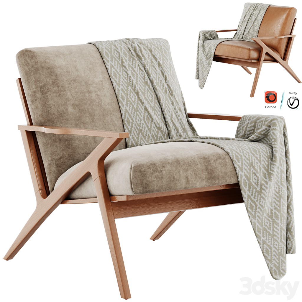 Cavett Wood Frame Armchair by Crate & Barrel