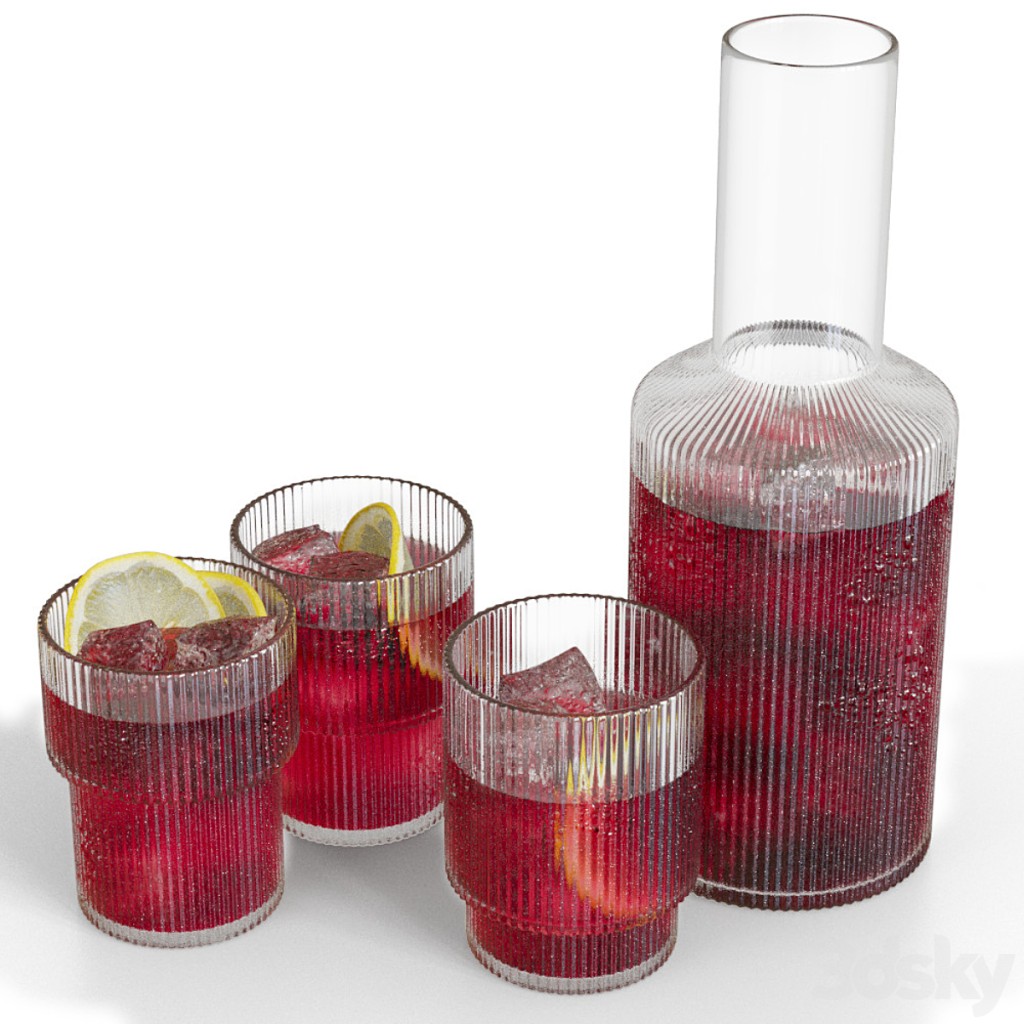 Glasses and decanter with drinks