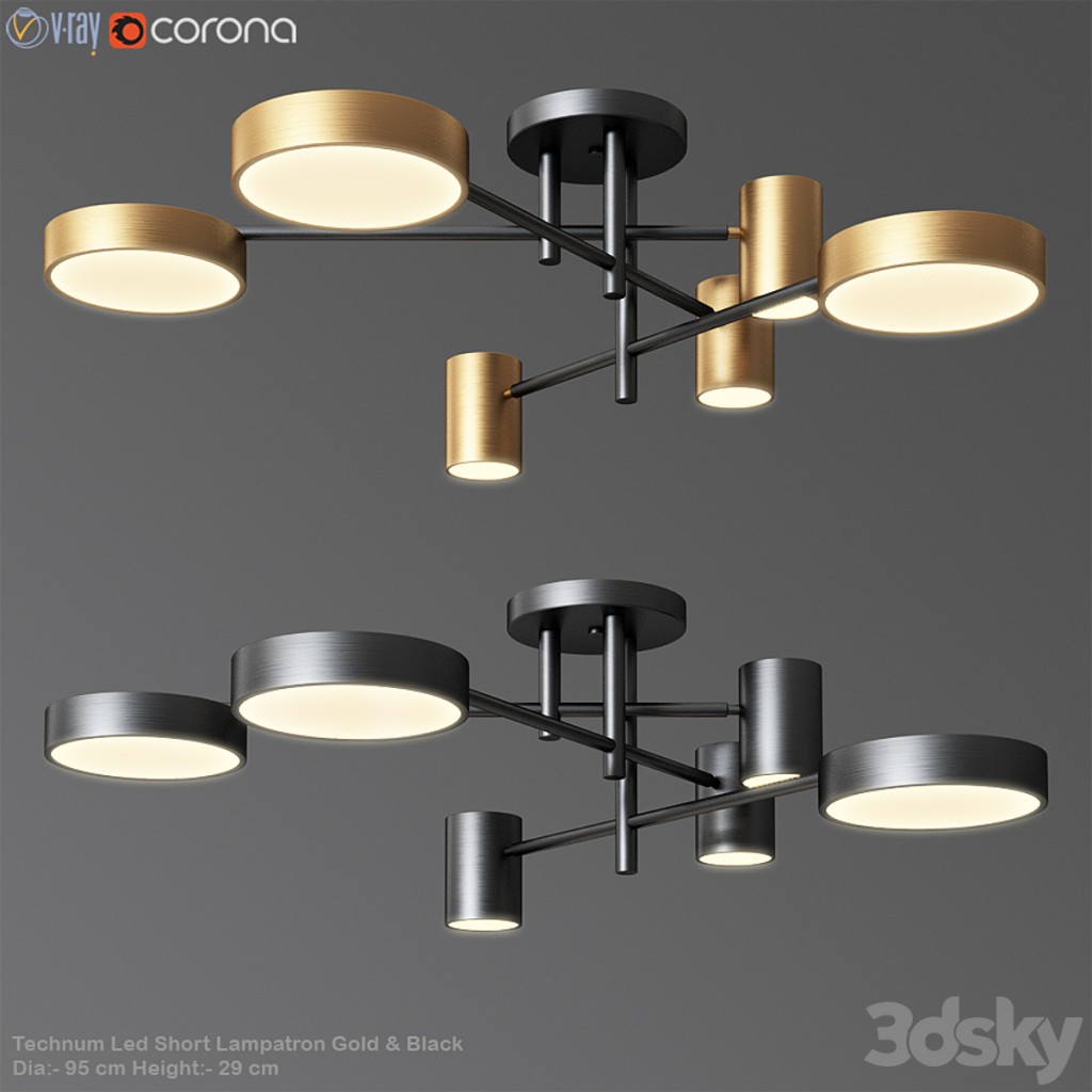 Technum Led Short Lampatron Gold & Black