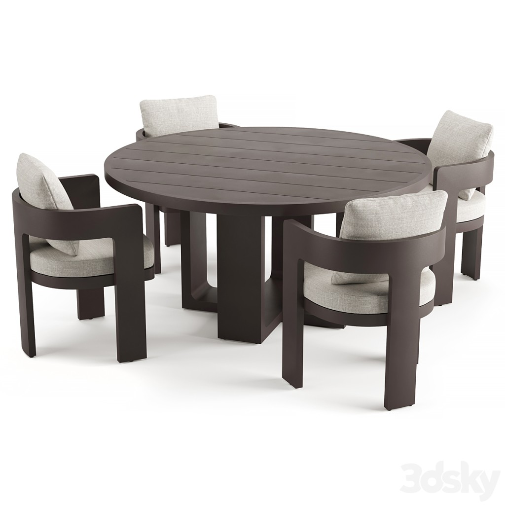 RH BRONTE ALUMINUM ROUND DINING TABLE
