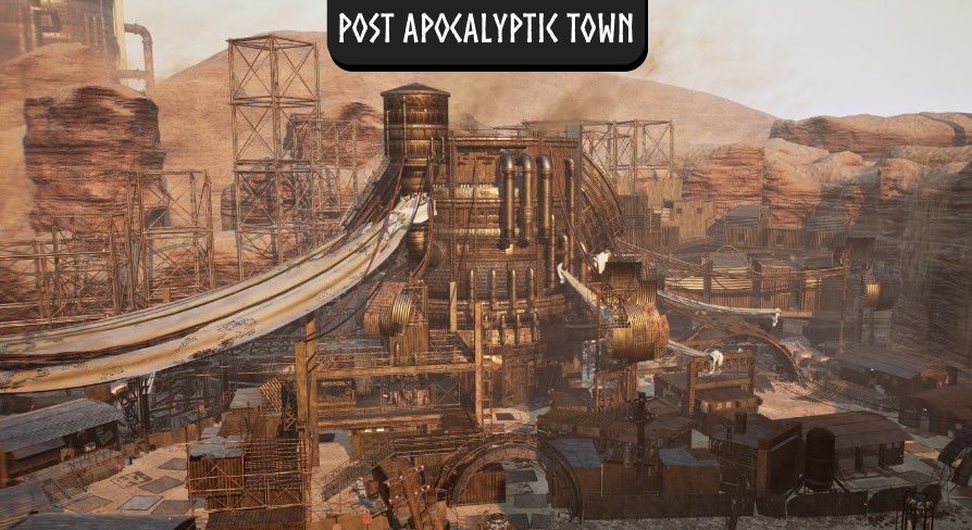 [UE5.3] Post Apocalyptic Town (Town, Modular Town, Post Apocalypse, Sci-Fi, Wasteland)