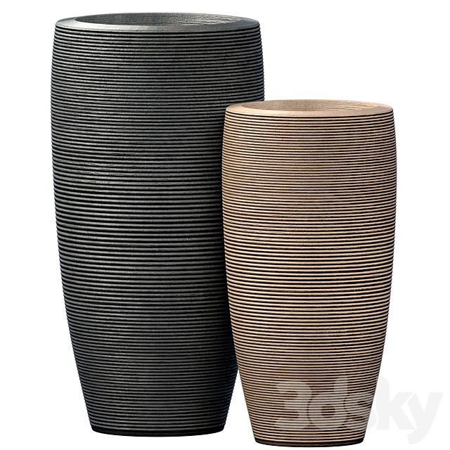 Decorative Contemporary corrugated ceramic floor high vase,Urn, pot, Outdoor planters in a modern style for home decoration.Modern Vases