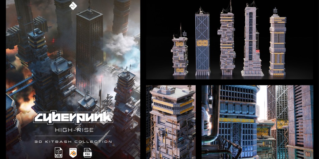 High Rise – Cyber Futuristic 3D Kitbash Pack