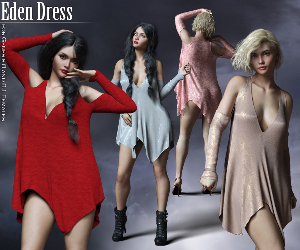 Eden Dress for Genesis 8.0 and Genesis 8.1 Females + All Texture Addons
